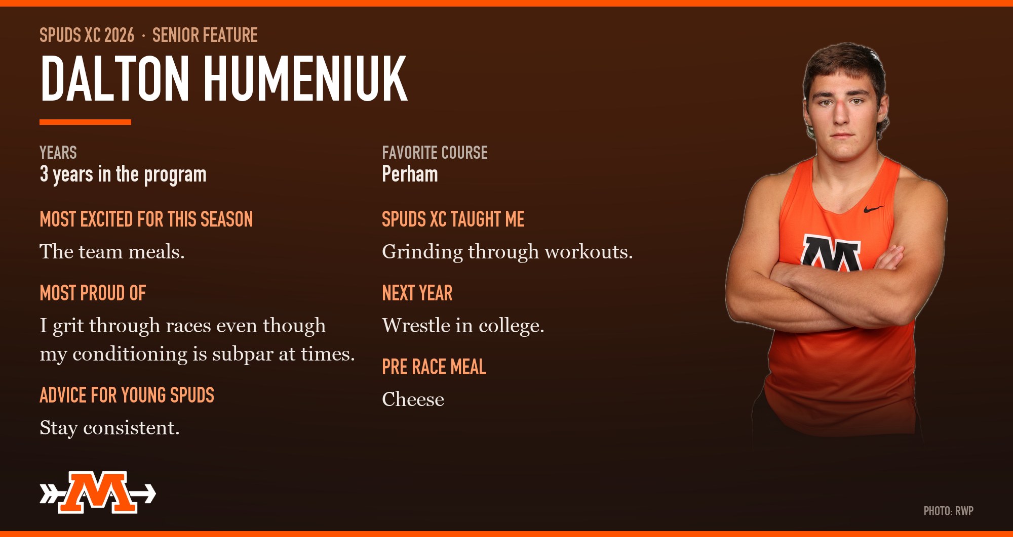 Senior feature: Dalton Humeniuk, three years in the program, favorite course Perham.