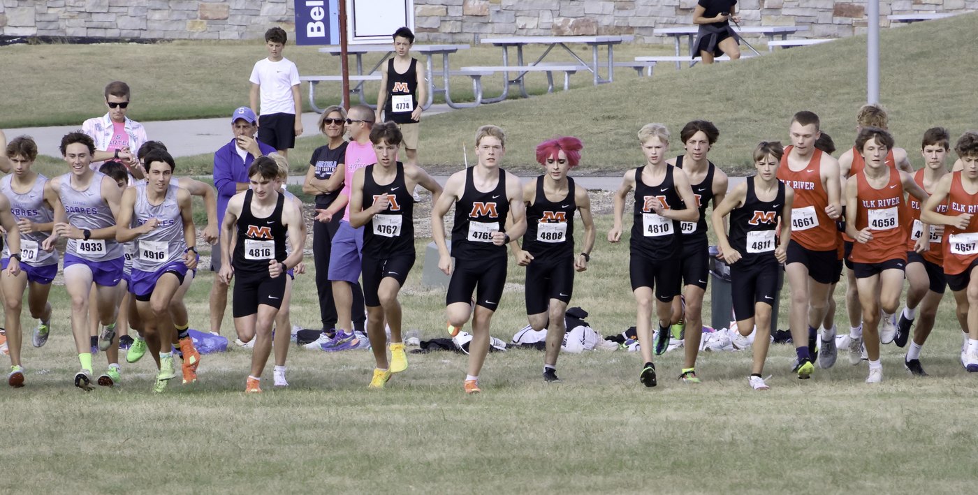 Moorhead runners getting out at the start of the boys race